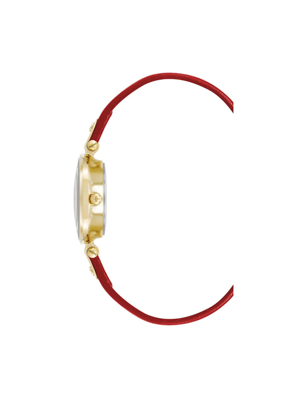 Anne Klein Consider It Sustainable Leather Strap Watch Gold-Tone/Red