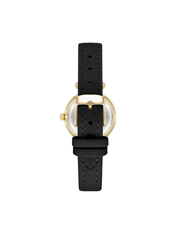 Anne Klein Consider It Sustainable Leather Strap Watch Gold-Tone/Black