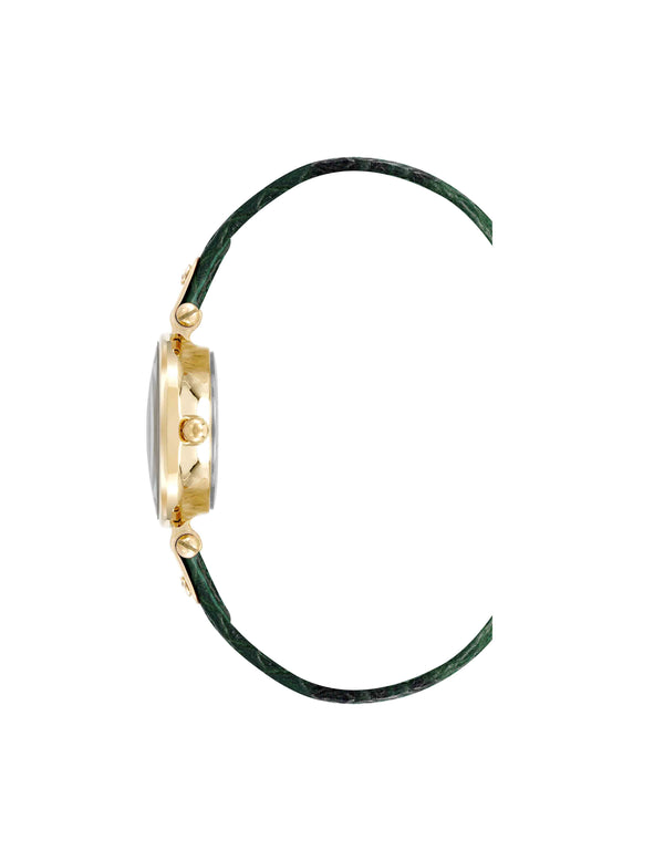 Anne Klein Consider It Sustainable Leather Strap Watch Gold-Tone/Green