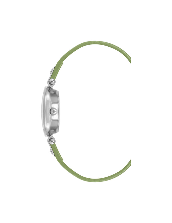 Anne Klein Consider It Sustainable Leather Strap Watch Green/Silver-Tone