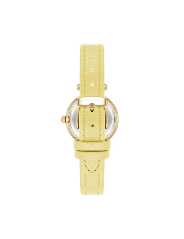 Anne Klein Consider It Sustainable Leather Strap Watch Yellow/Gold-Tone