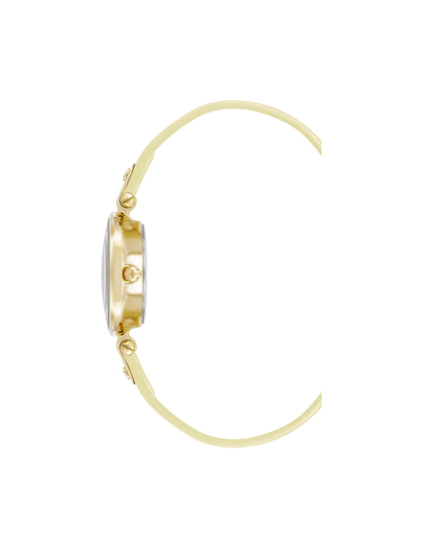 Anne Klein Consider It Sustainable Leather Strap Watch Yellow/Gold-Tone