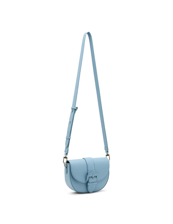 Anne Klein Covered Buckle Saddle Crossbody Blue Fog