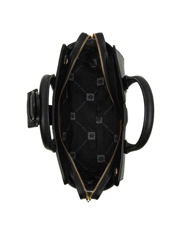 Anne Klein Covered Buckle Satchel With Convertible Strap Black