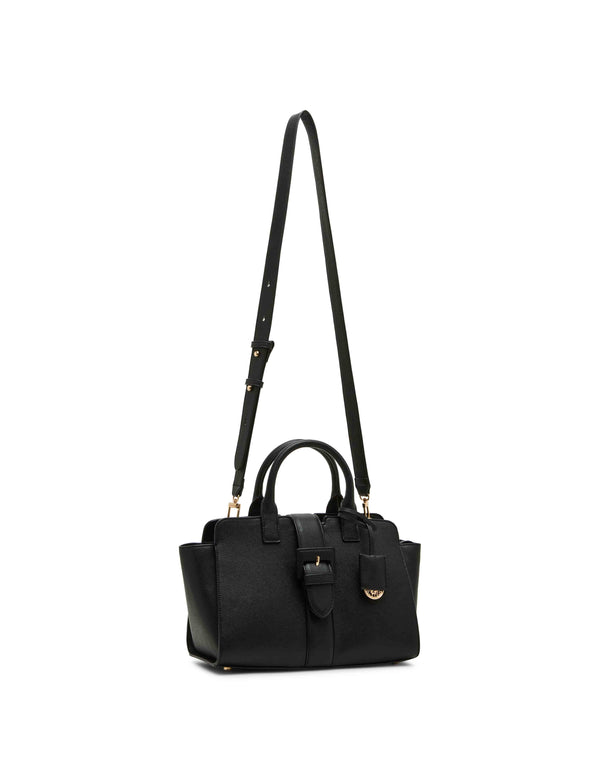 Anne Klein Covered Buckle Satchel With Convertible Strap Black