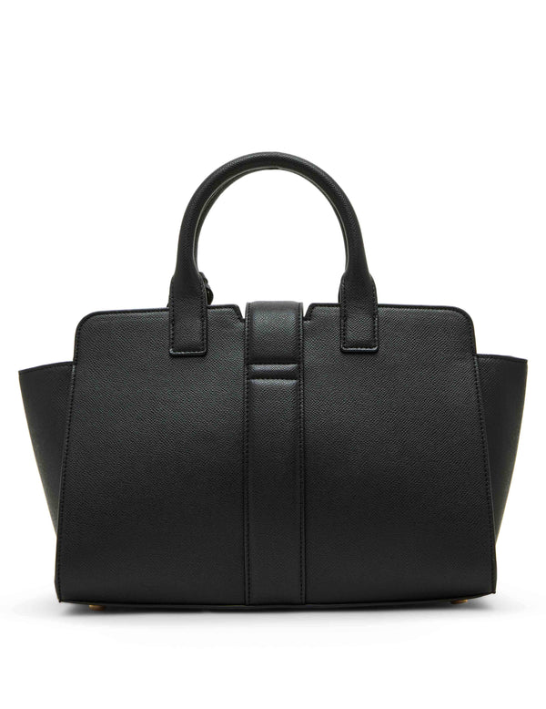 Anne Klein Covered Buckle Satchel With Convertible Strap Black