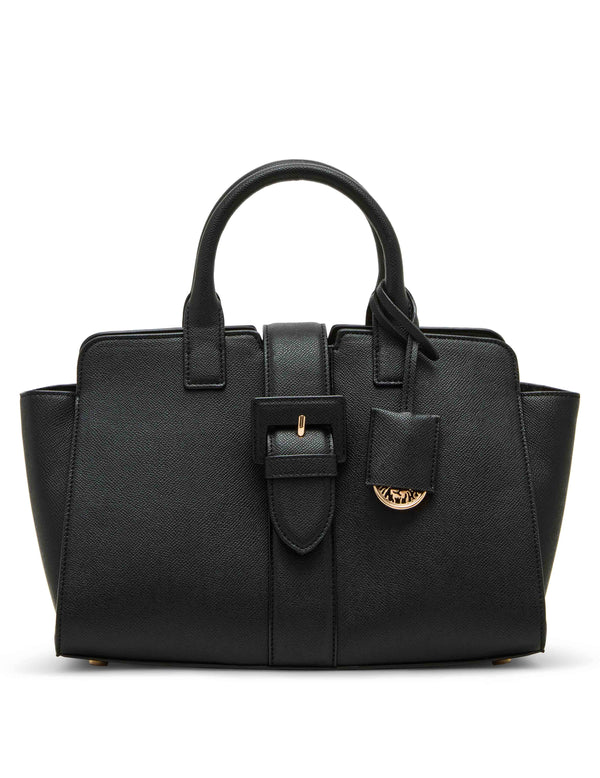 anne klein Covered Buckle Satchel with Convertible Strap Black