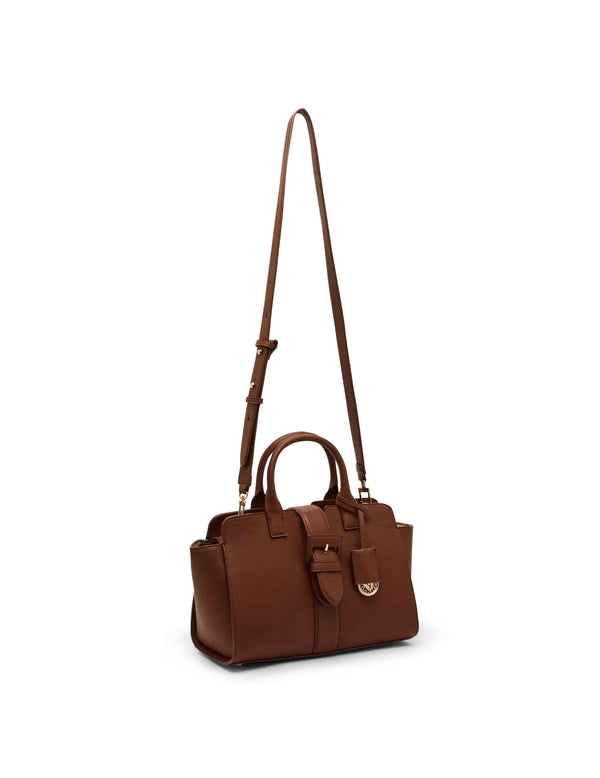 Anne Klein Covered Buckle Satchel With Convertible Strap Hazelnut