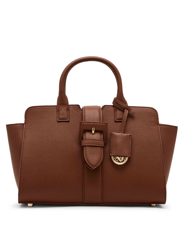 anne klein Covered Buckle Satchel with Convertible Strap Hazelnut