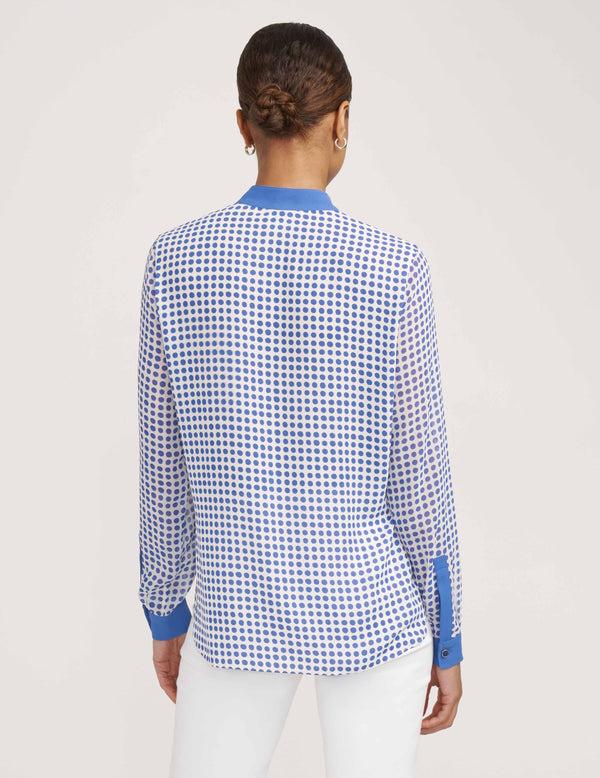 Anne Klein Covered Placket Oxford Top- Sale Blue Lapis/Bright White