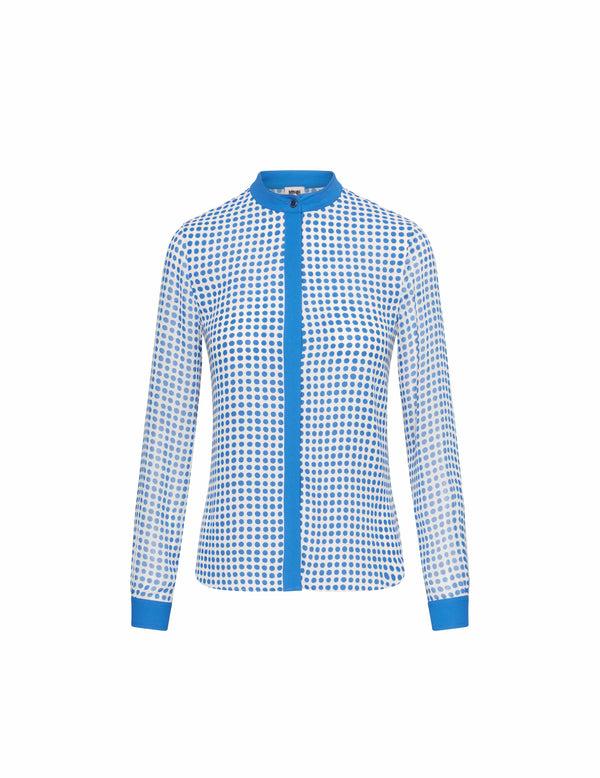 Anne Klein Covered Placket Oxford Top- Sale Blue Lapis/Bright White