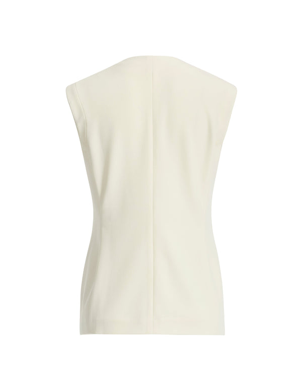 Anne Klein Crepe Four-Button Vest With Welt Pockets White Dove
