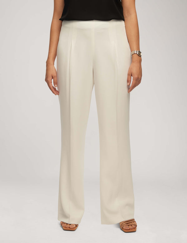 Anne Klein Crepe High Rise Pant With Pleat Wide Leg- Sale Anne White