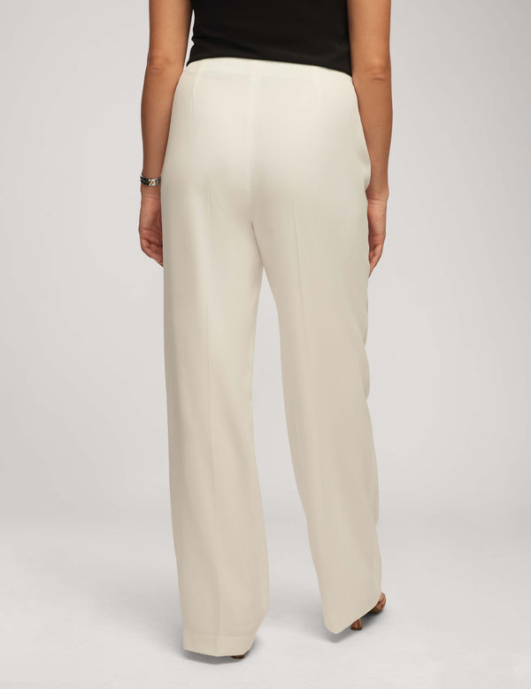 Anne Klein Crepe High Rise Pant With Pleat Wide Leg- Sale Anne White