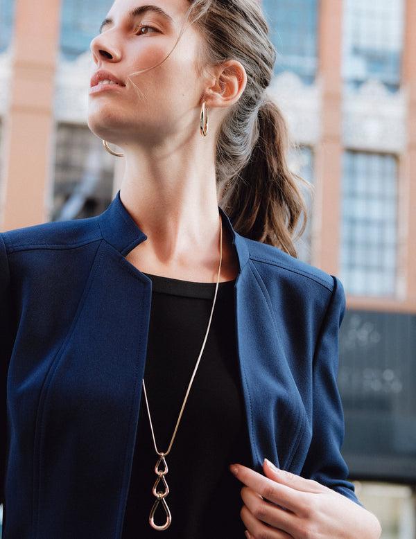 Anne Klein Crepe Stand Collar Jacket- Sale Distant Mountain