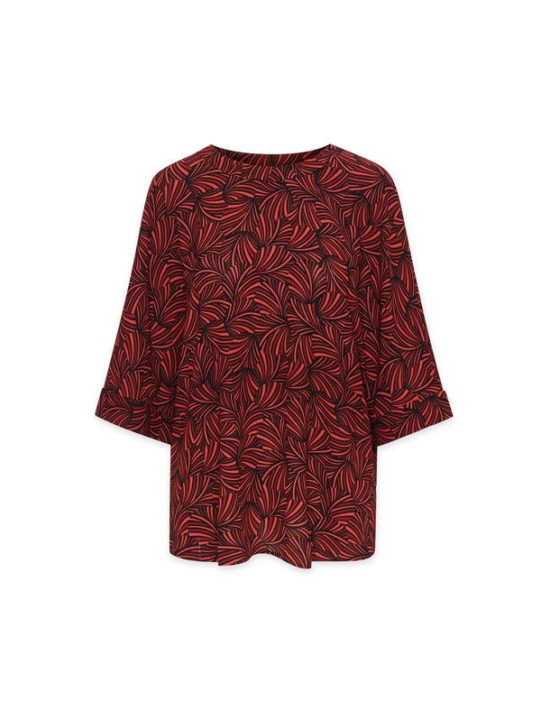 Anne Klein Crewneck Pleat Back Blouse- Sale Siena/Anne Black Combo