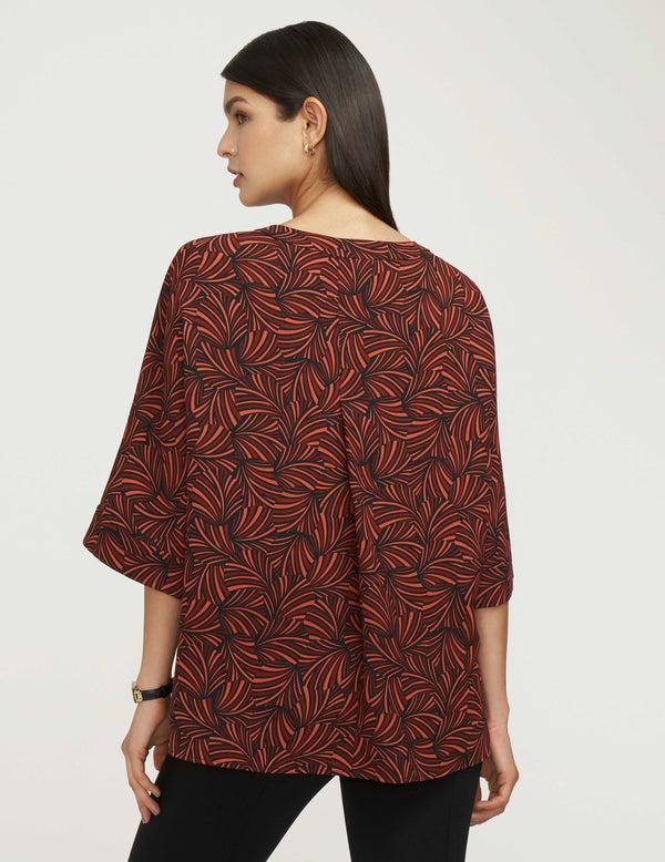 Anne Klein Crewneck Pleat Back Blouse- Sale Siena/Anne Black Combo