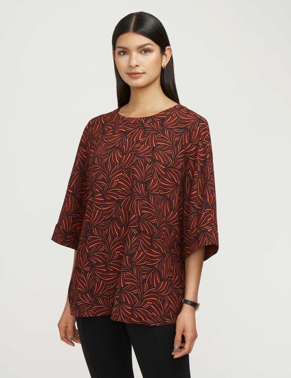 anne klein Crewneck Pleat Back Blouse- Sale Siena/Anne Black Combo