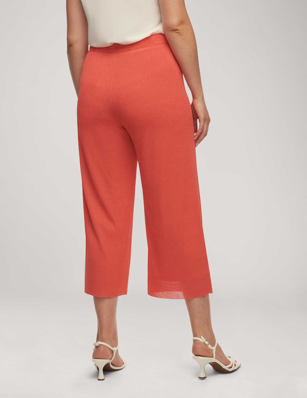 Anne Klein Crinkle Rib Wide Leg Crop Pant- Sale Red Pear