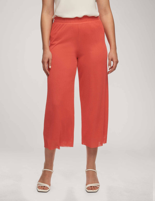 anne klein Crinkle Rib Wide Leg Crop Pant- Sale Red Pear