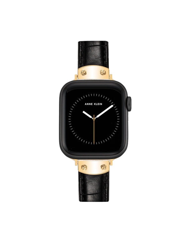 anne klein Croco Leather Band for Apple Watch® Black/Gold-Tone