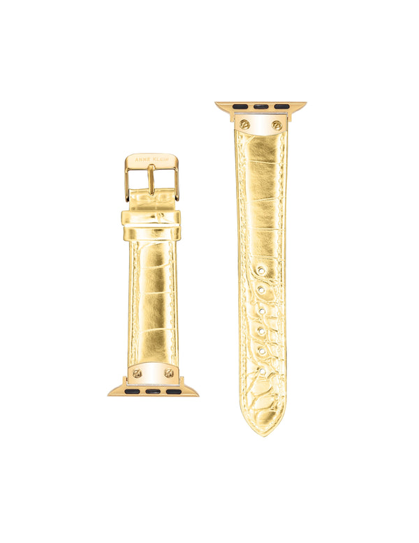 Anne Klein Croco Leather Band For Apple Watch® Gold-Tone