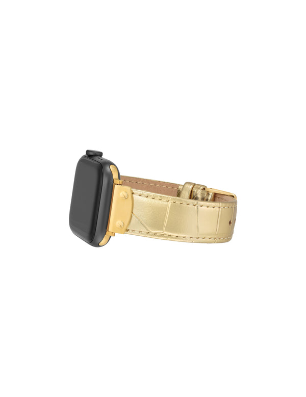 Anne Klein Croco Leather Band For Apple Watch® Gold-Tone