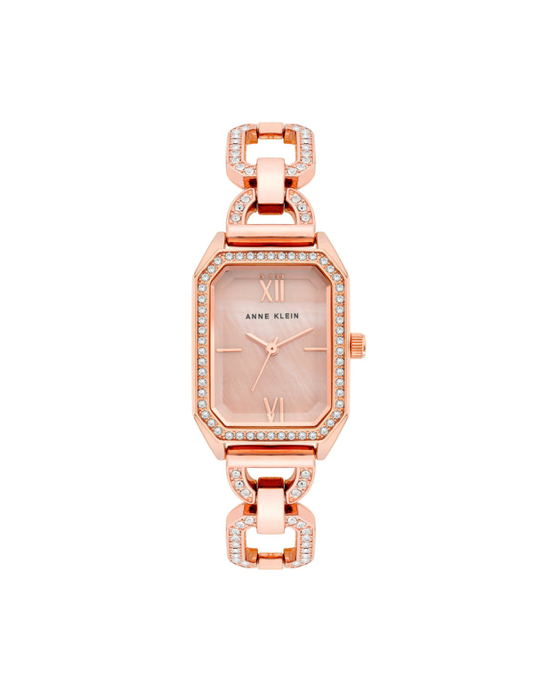 anne klein Crystal Accented Open Link Watch Rose Gold-Tone