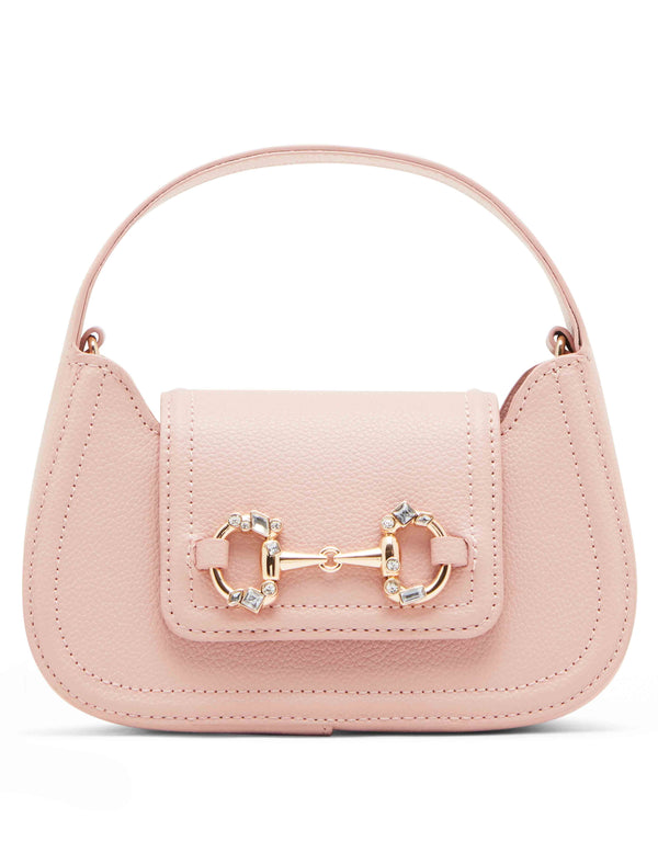 anne klein Crystal horsebit mini top handle with convertible strap