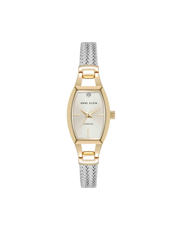 anne klein Cushion Case Mesh Bracelet Watch Silver-Tone/Gold-Tone