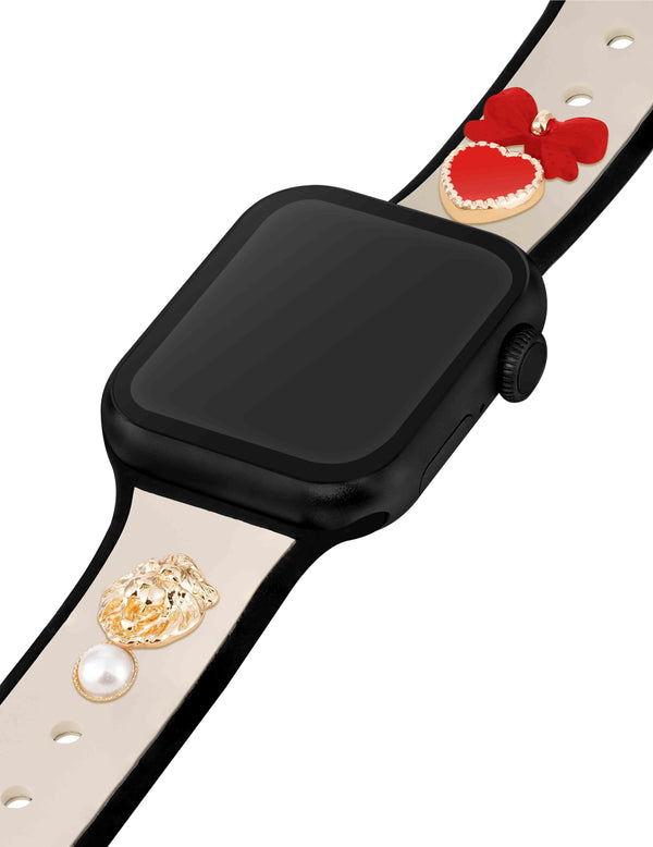 Anne Klein Decorative Charms For Apple Watch® Band Red/Gold-Tone