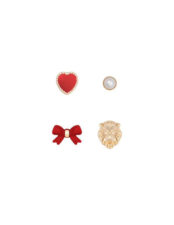 Anne Klein Decorative Charms For Apple Watch® Band Red/Gold-Tone
