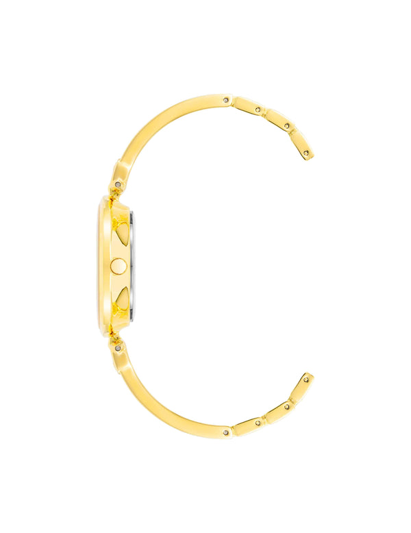 Anne Klein Diamond Accented Bangle Bracelet Watch Black/ Gold-Tone