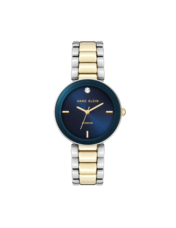 anne klein Diamond Dial Bracelet Watch Navy&Two-Tone
