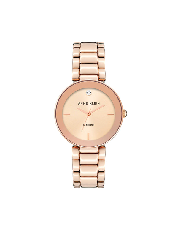 anne klein Diamond Dial Bracelet Watch Rose Gold-Tone