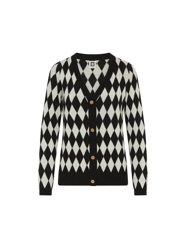 Anne Klein Diamond Jacquard Cardigan- Sale Anne Black/ Anne White
