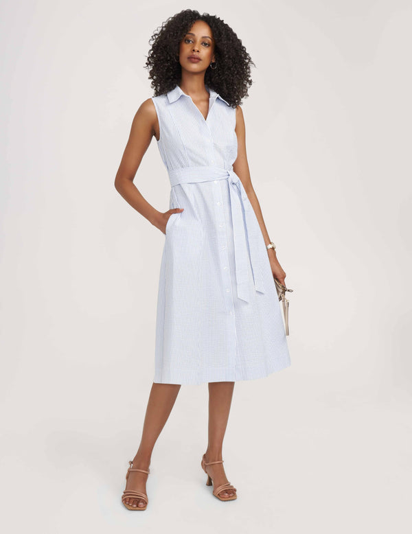 anne klein Diane Midi Shirt Dress- Sale Blue Lily/Bright White
