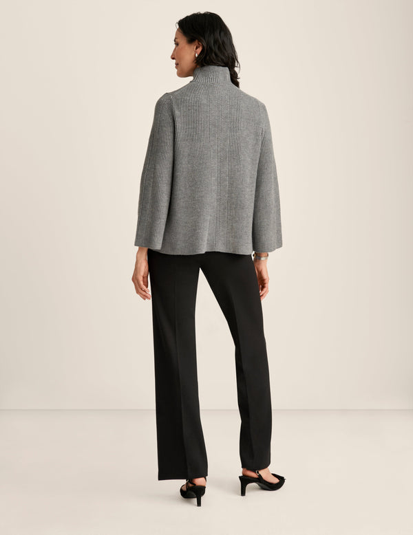 Anne Klein Directional Stitch Sweater Graphite Heather Grey