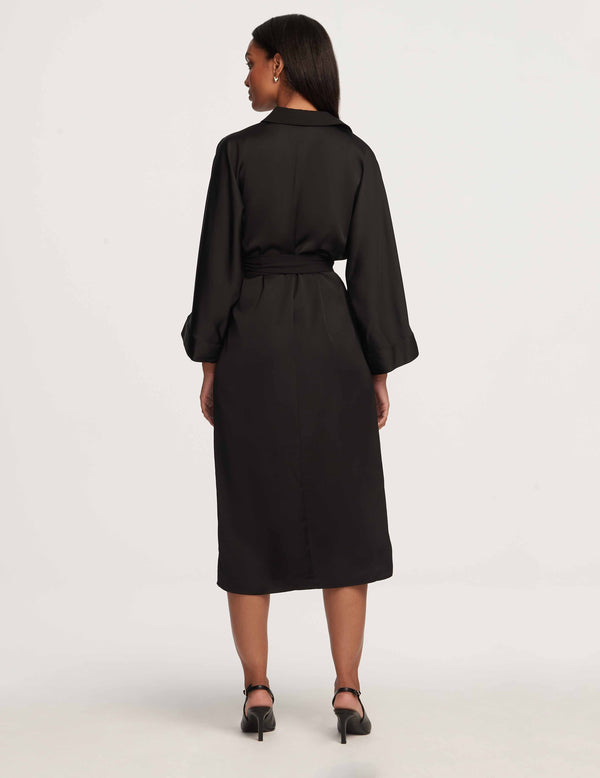 Anne Klein Dolman Sleeve Elastic Waist Shirt Dress- Sale Anne Black