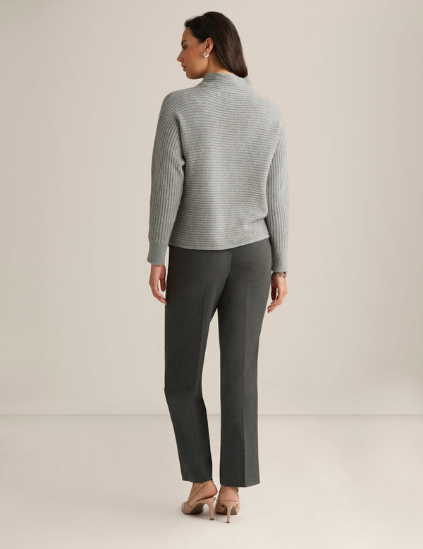 Anne Klein Dolman Sleeve Mock Neck Graphite Heather Grey