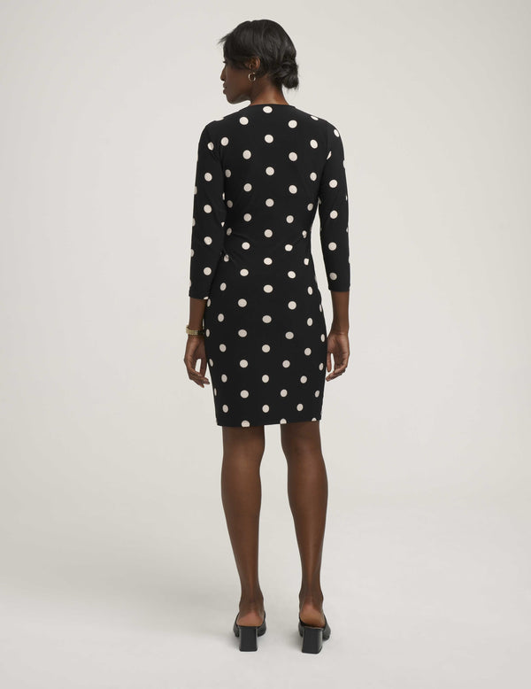 Anne Klein Dot Print Faux Wrap Dress- Sale Anne Black/Anne White