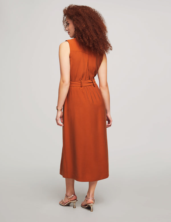 Anne Klein Double Breasted Midi Dress- Sale Chestnut