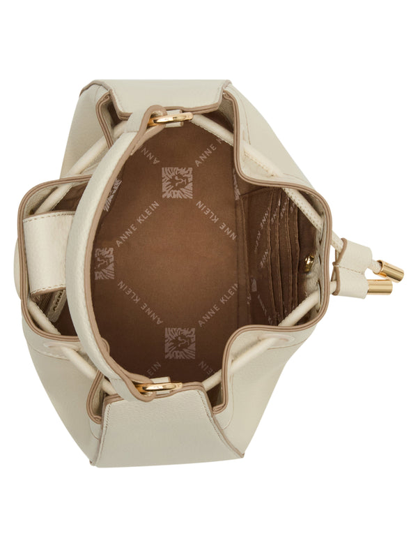 Anne Klein Drawstring Bucket With 2 Detachable Straps Parchment