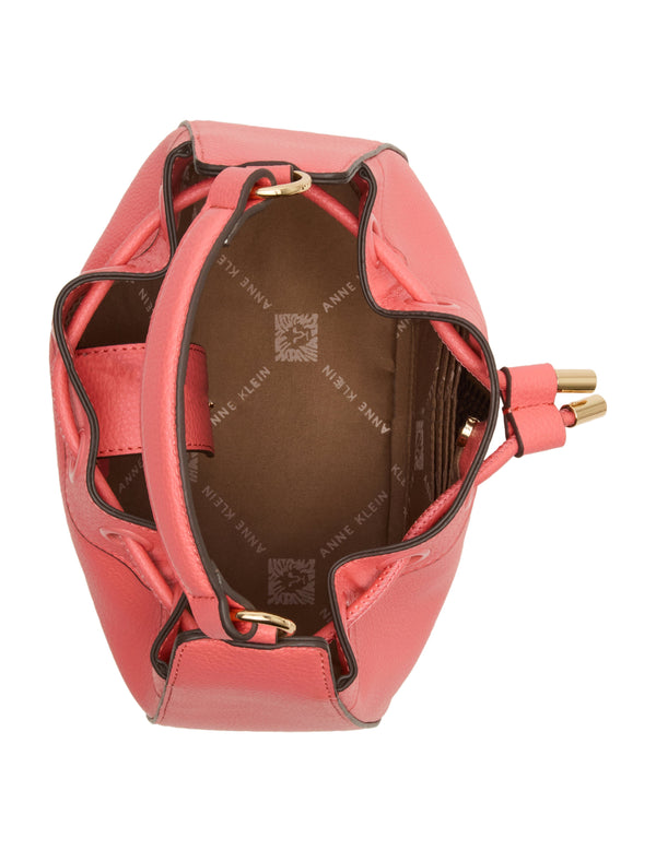 Anne Klein Drawstring Bucket With 2 Detachable Straps Persimmon