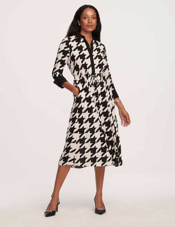Anne Klein Drawstring Shirt Dress- Sale Anne Black/ Anne White