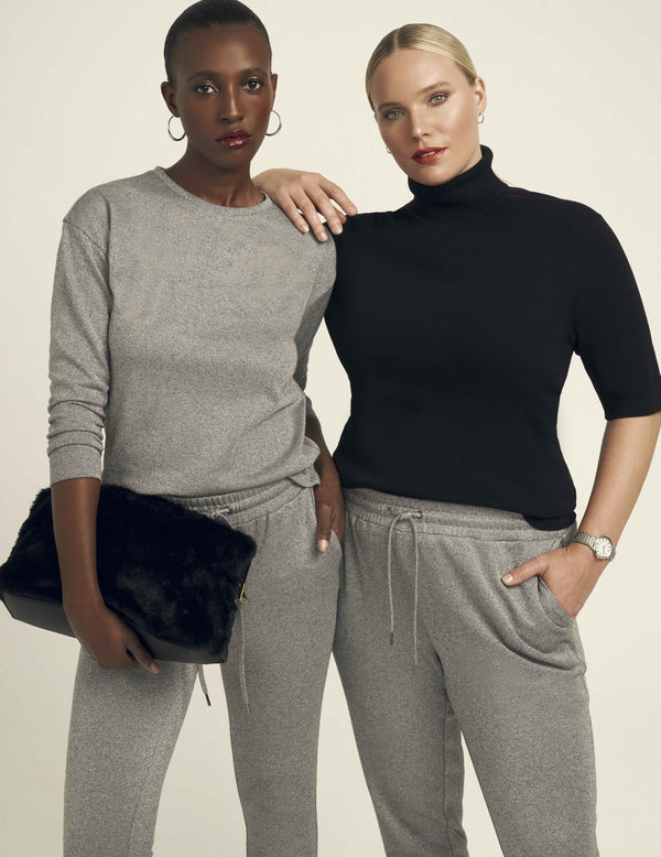 anne klein Drop Shoulder Pullover- Sale Grey Heather/Silver