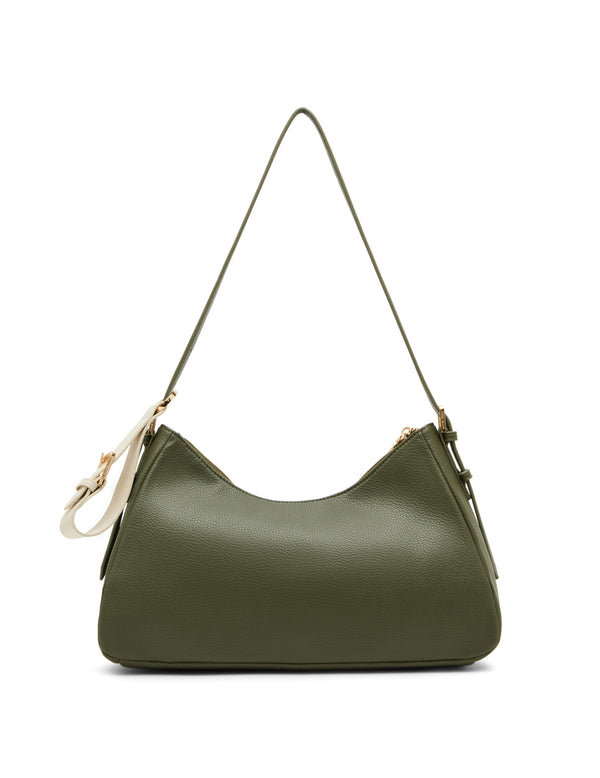 anne klein East West Shoulder Bag with Detachable Wristlet Strap Olive/Sesame