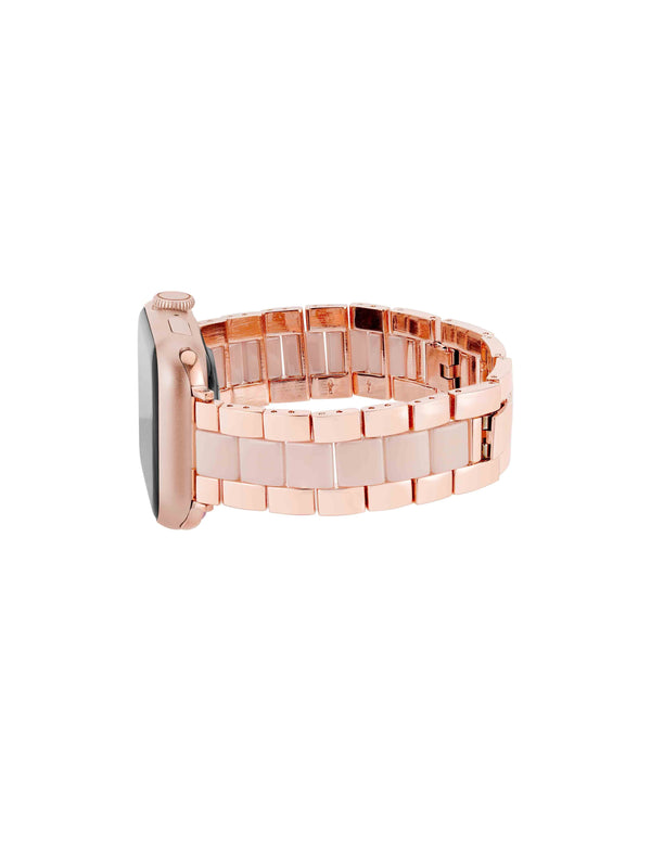 Anne Klein Elegant Metal And Ceramic Link Band For Apple Watch® Blush Pink/Rose Gold-Tone