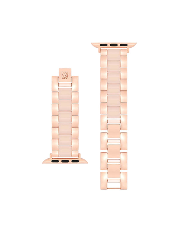 Anne Klein Elegant Metal And Ceramic Link Band For Apple Watch® Blush Pink/Rose Gold-Tone