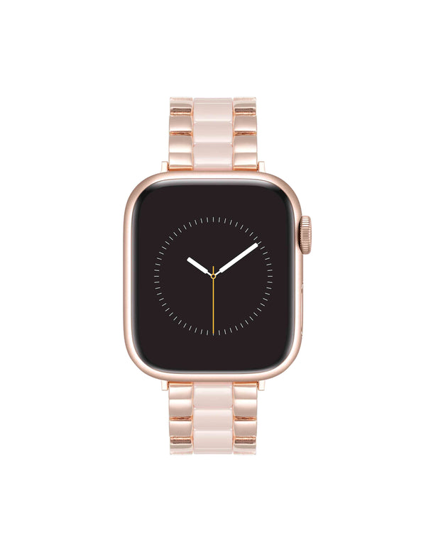 anne klein Elegant Metal and Ceramic Link Band for Apple Watch® Blush Pink/Rose Gold-Tone